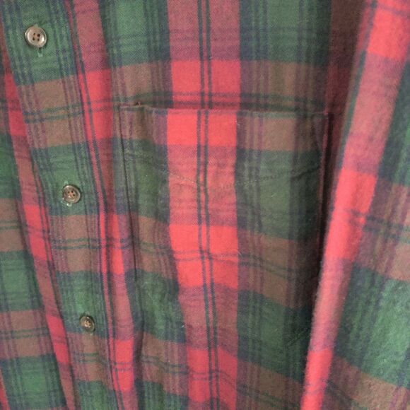 Vintage LL Bean Shacket Mens Size XL Button Down Thick Shirt Red Green - Picture 4 of 7